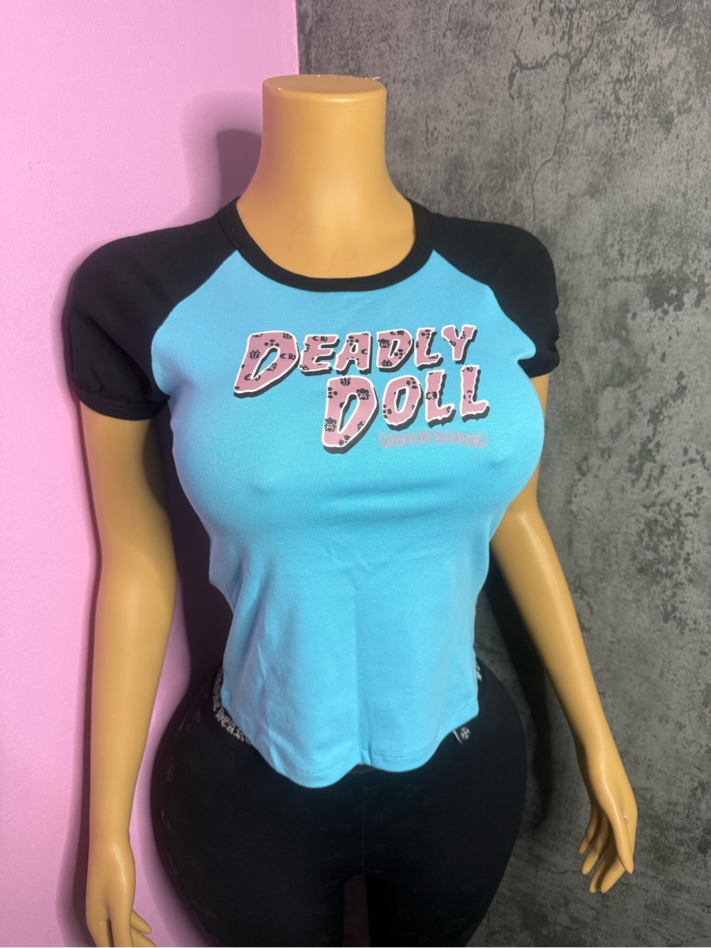 Chrome Hearts Blue & Black 'Deadly Doll' Raglan Tee - Women's Top